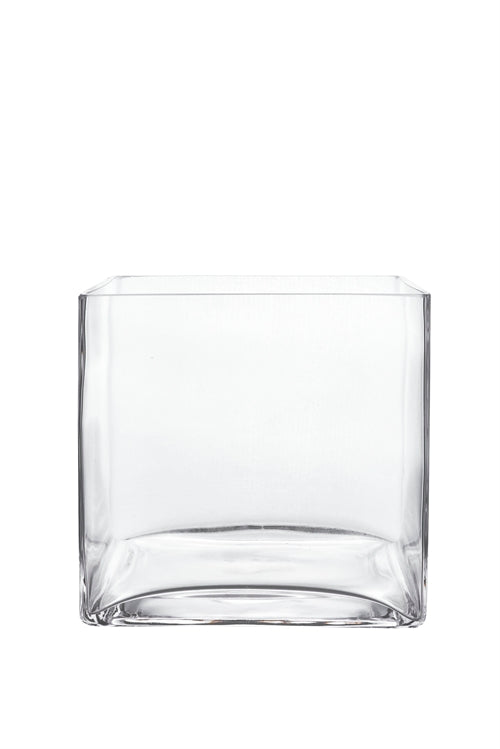 7 inch clear cube glass vase