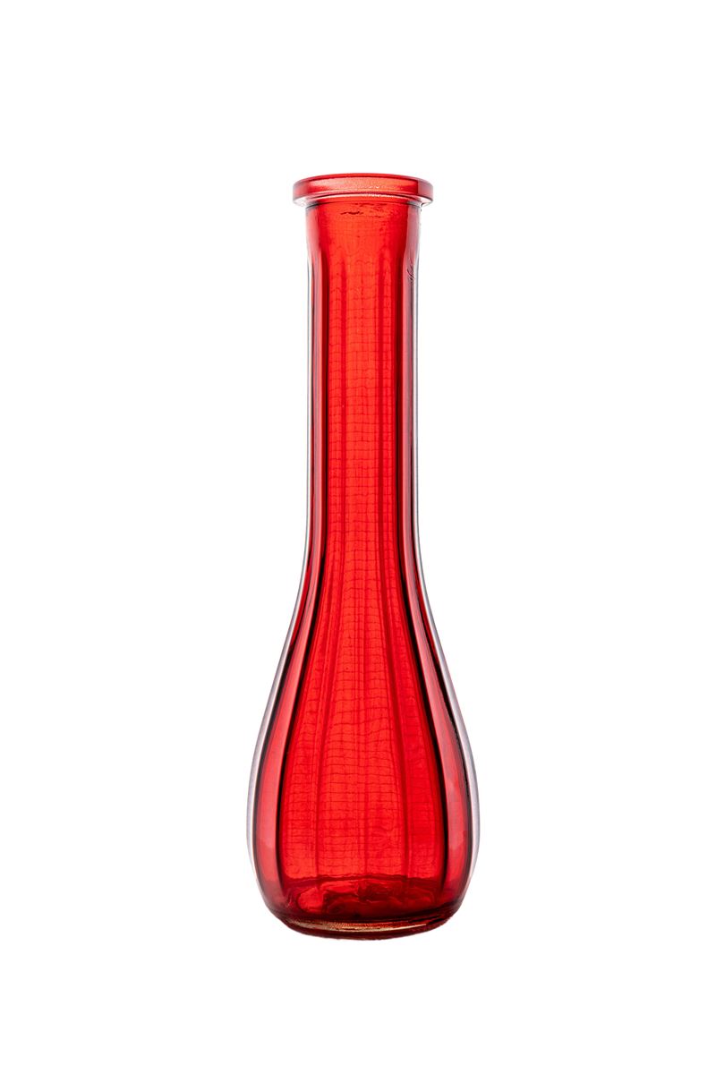 8.5 inch red bud glass vase