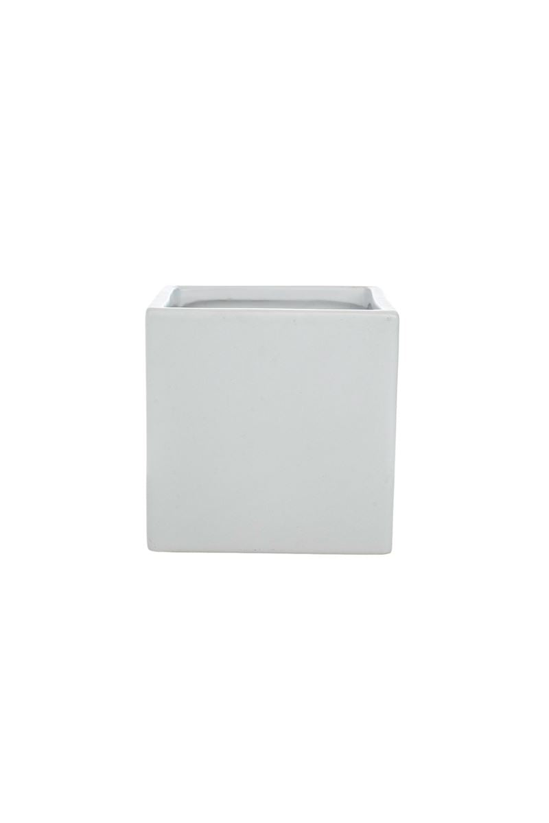 5 inch matte white cube ceramic vase