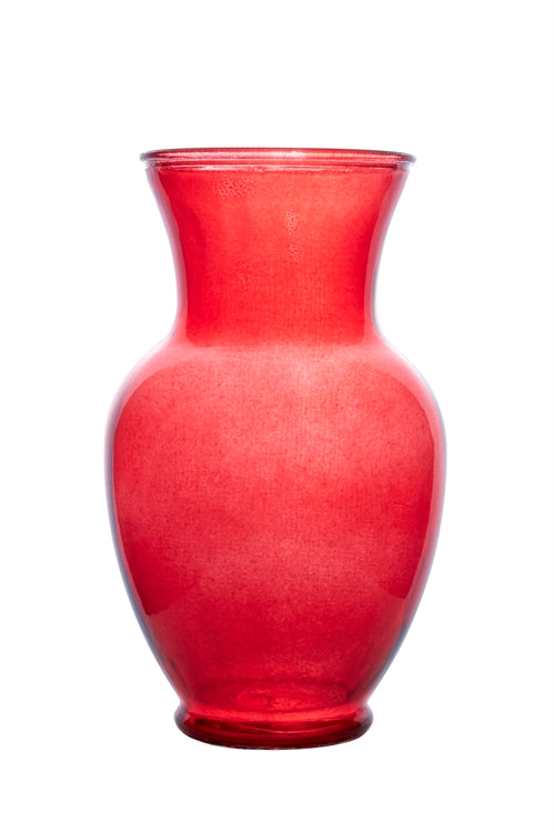 11 inch red ginger glass vase