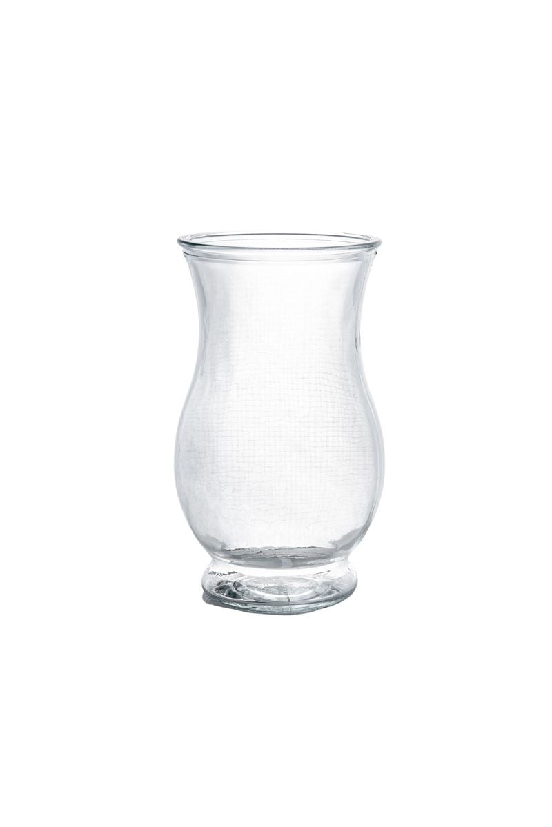 7 inch clear footed belly glass vase