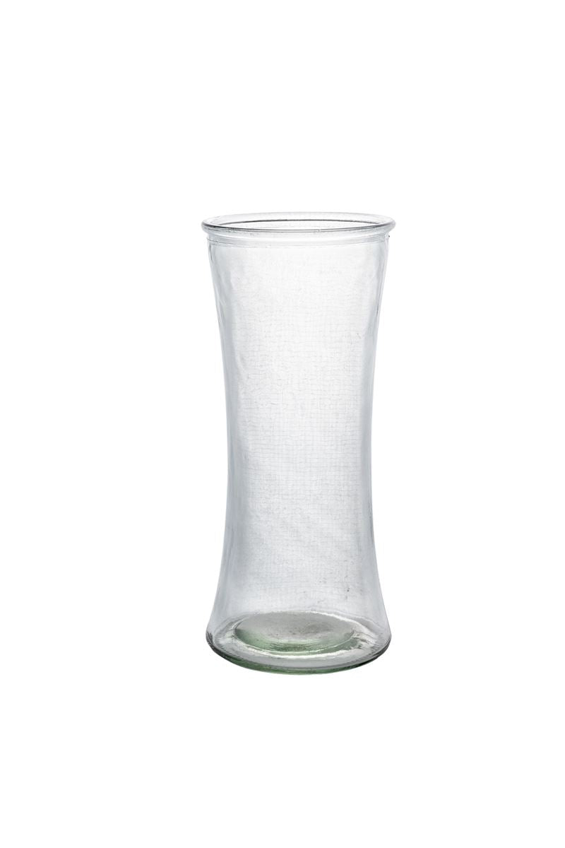 10 inch clear hourglass glass vase