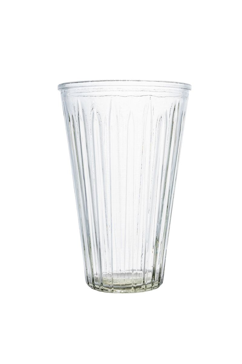 10 inch clear ribbed cup glass vase