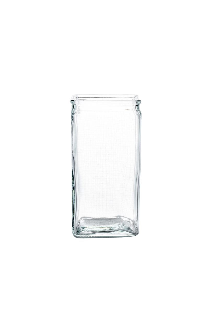 8 inch clear square glass vase