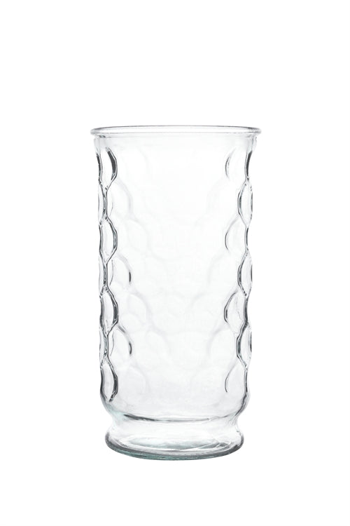 10 inch clear hourglass footed cobblestone glass vase