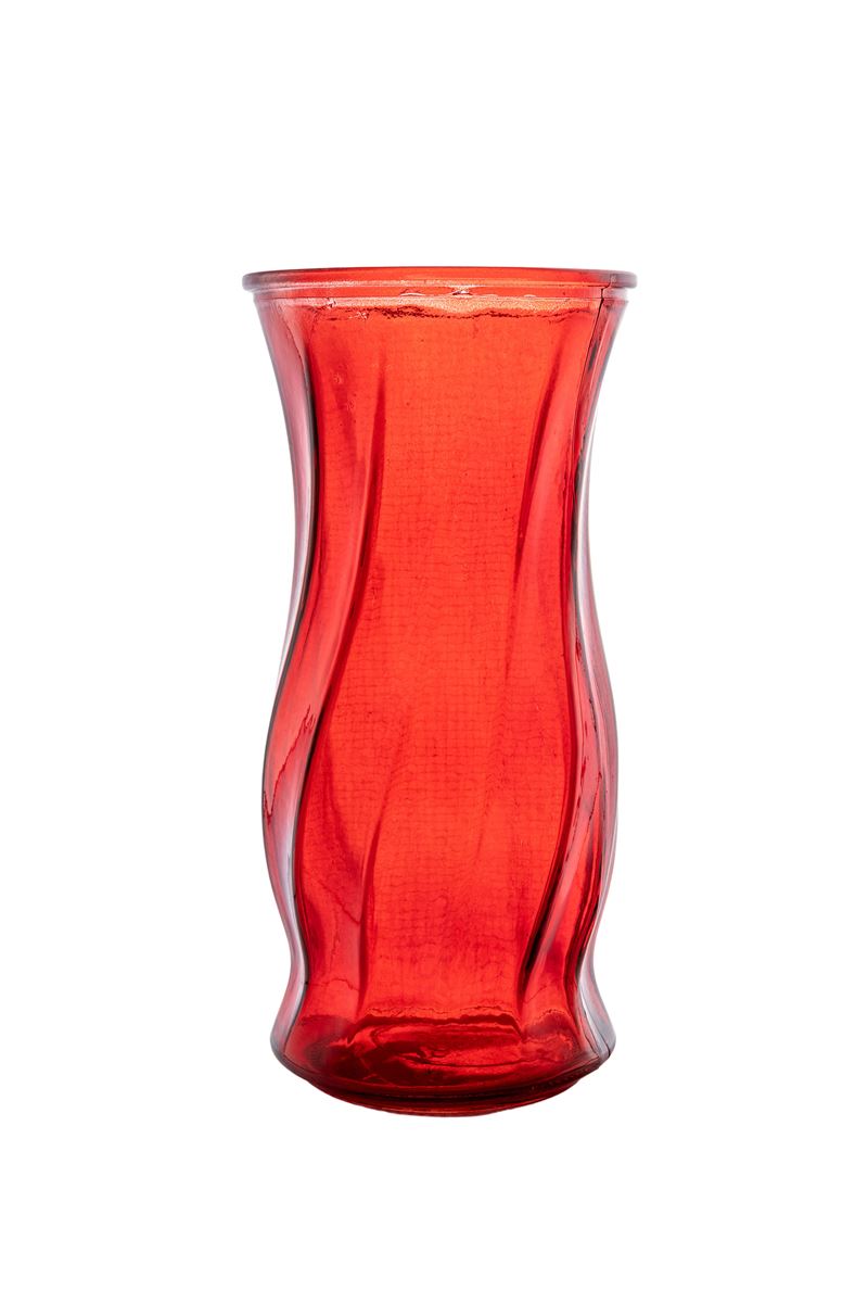 9.5 inch red illusion glass vase