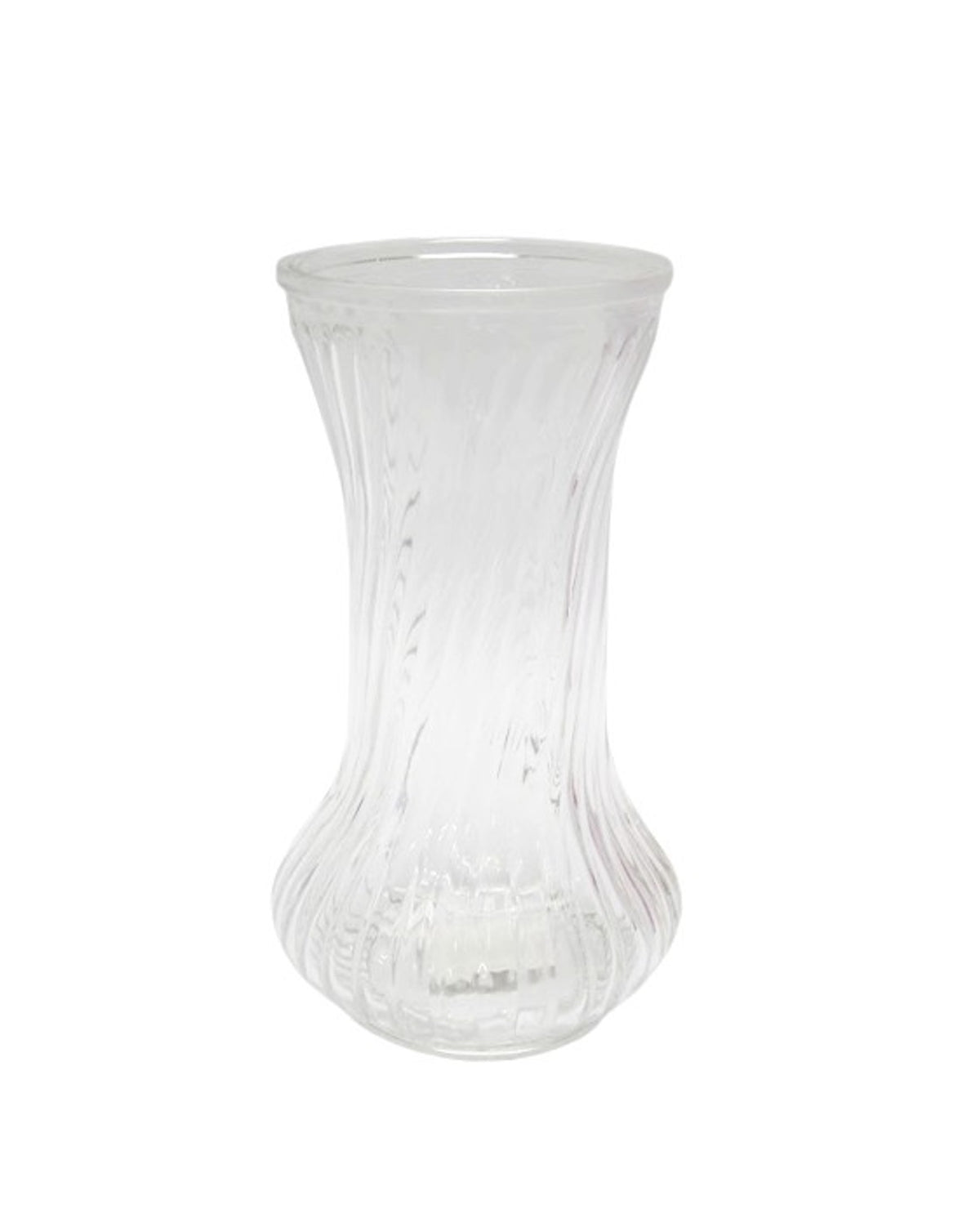 8.5 inch clear belly swirl glass vase