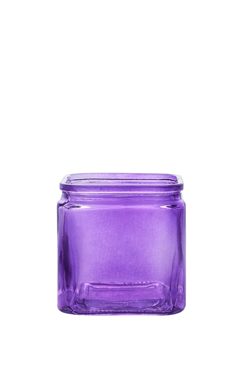 4.75 inch purple cube glass vase