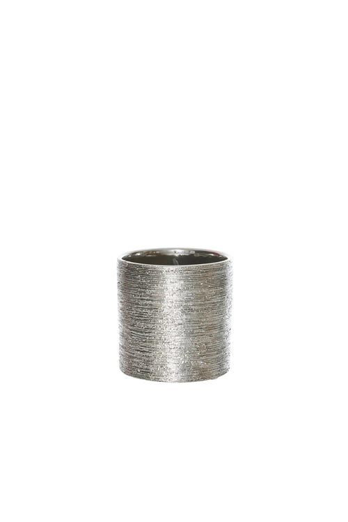 4 inch scratched silver cylinder ceramic vase