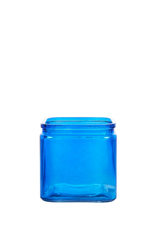 4.75 inch cobalt blue cube glass vase