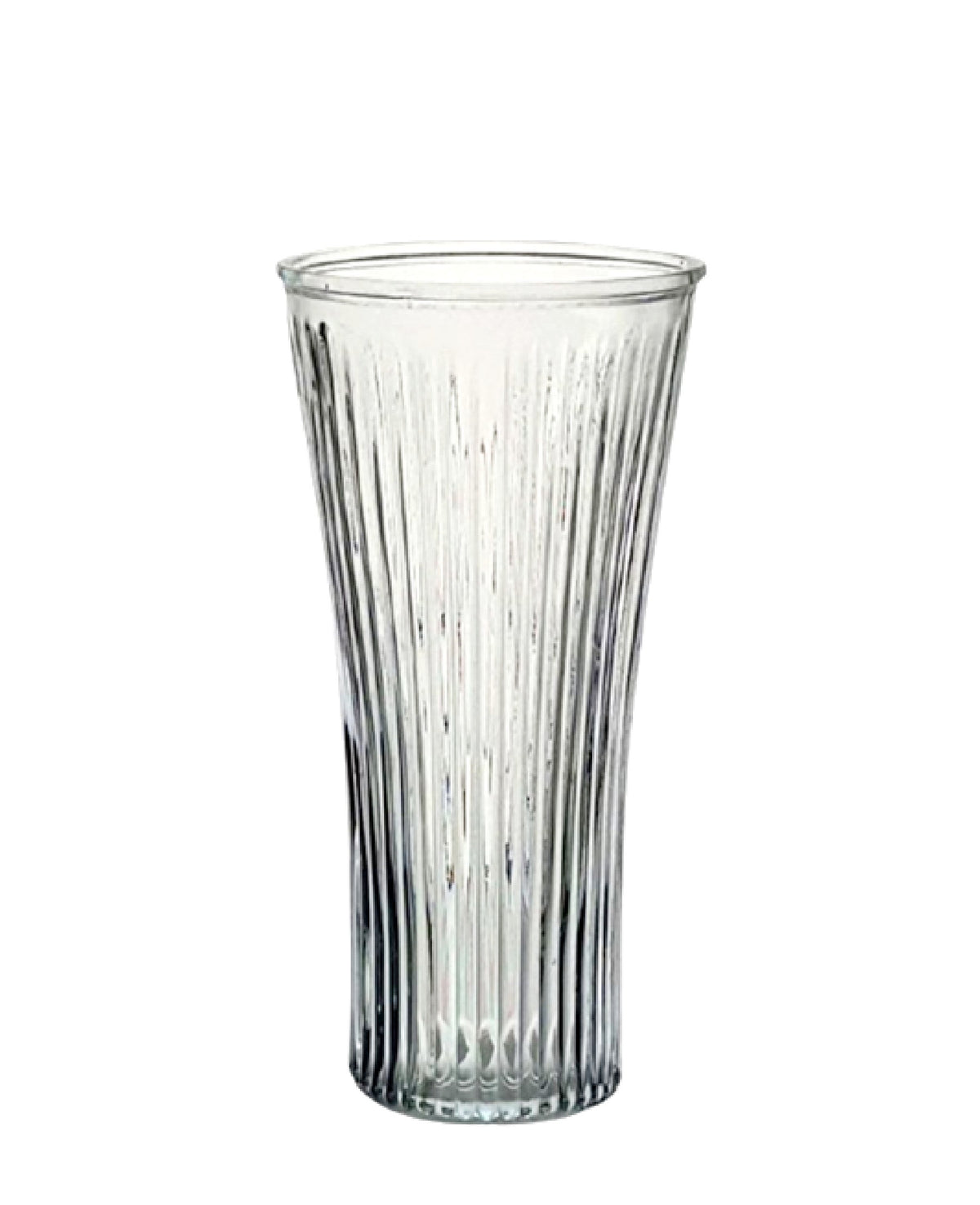 12.75 inch clear cup ribbed glass vase