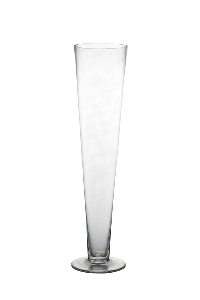 20 inch clear cone footed glass vase