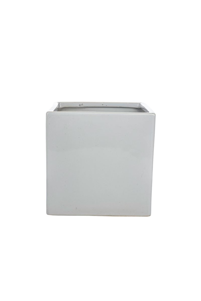 6 inch glossy white square ceramic vase