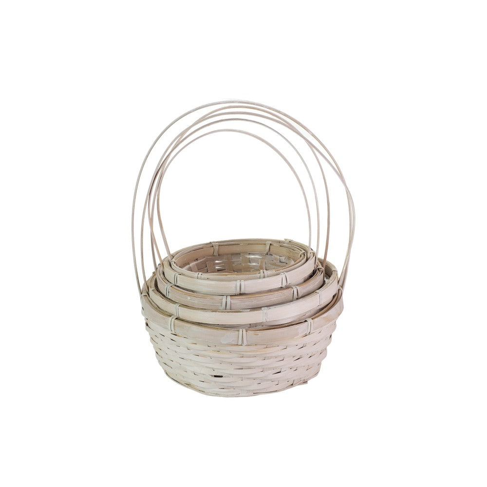 5-piece white round basket set