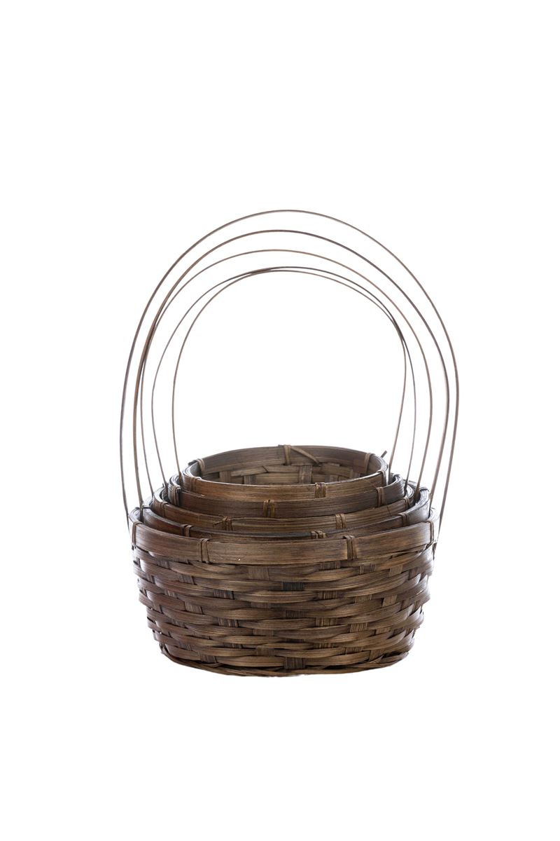 5-piece brown round basket set