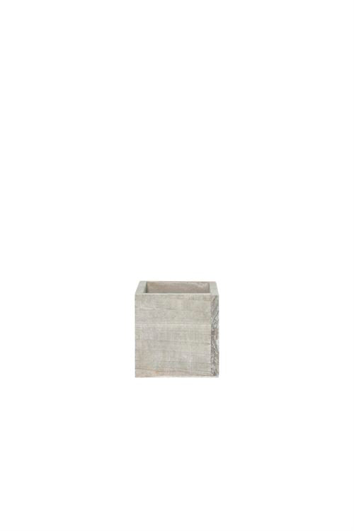 4 inch gray cube wooden planter