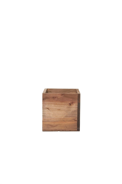 5 inch mahogany cube wooden planter