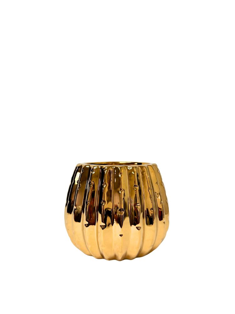 4 inch shiny gold cactus ceramic vase