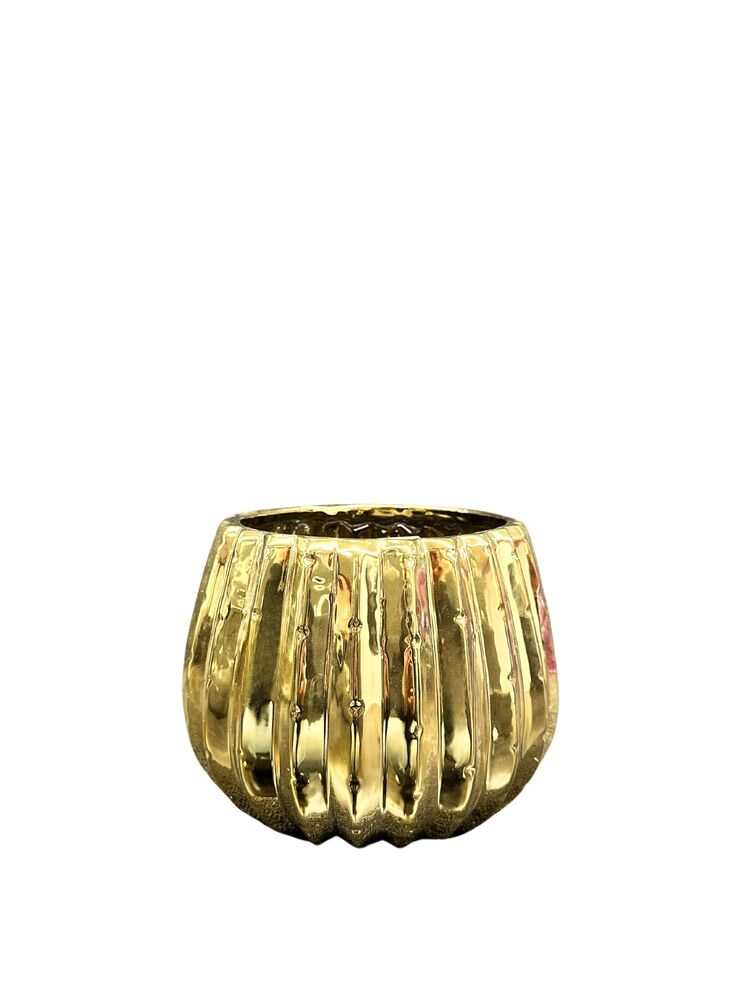 6 inch shiny gold cactus ceramic vase