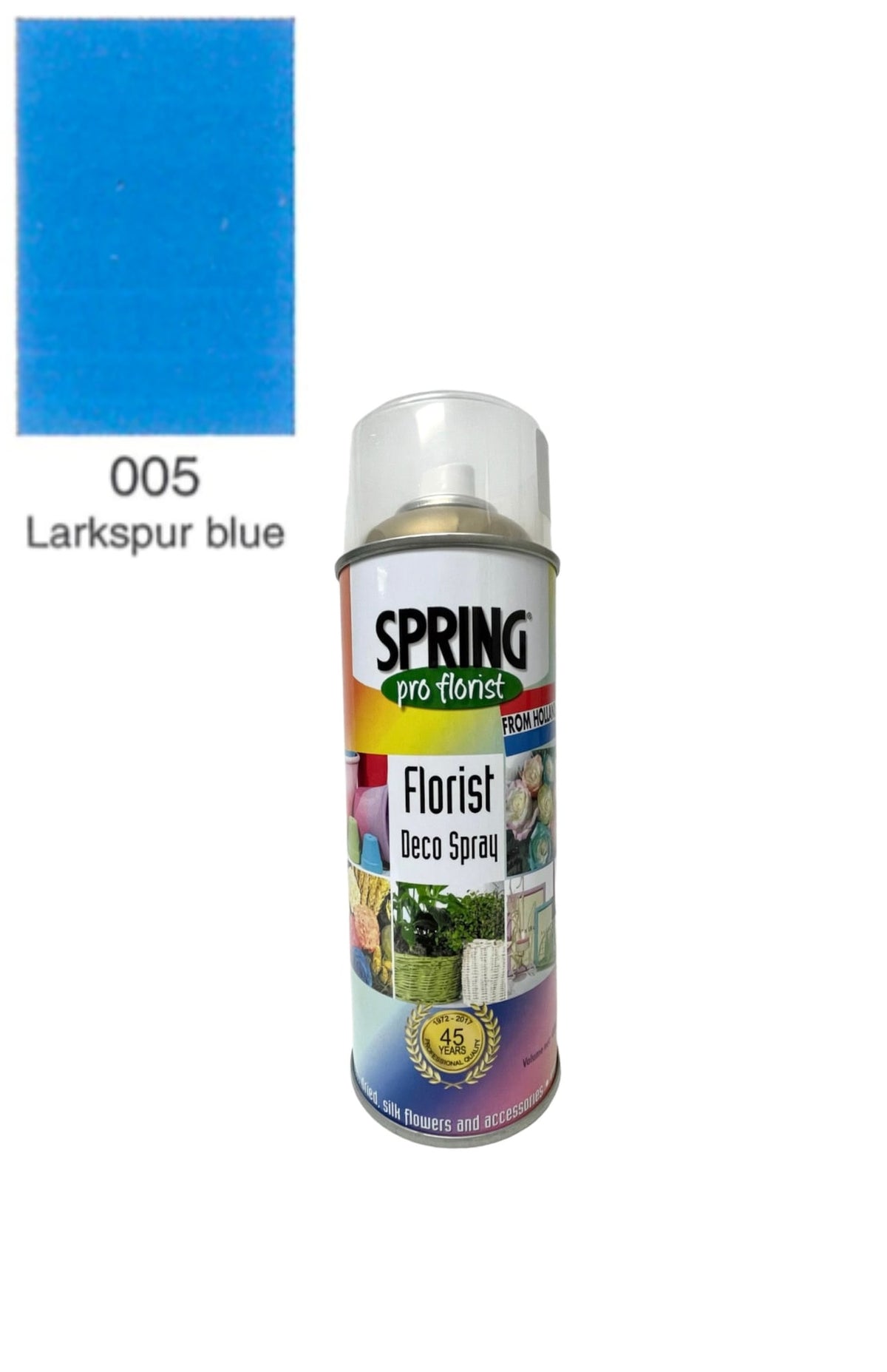 005 larkspur blue floral spray color can