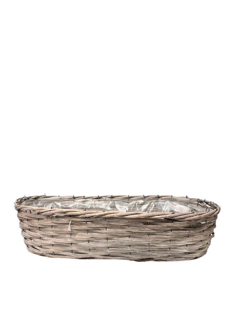 4.5 inch gray oval wicker and wood basket