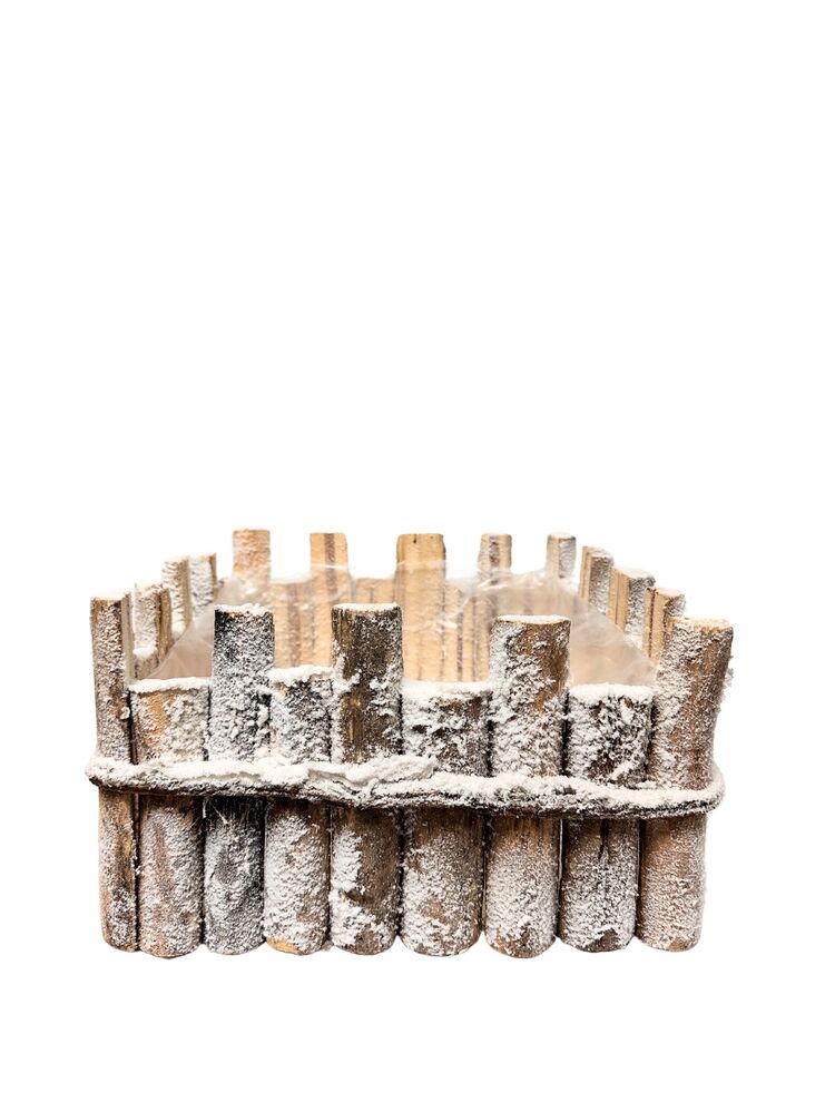 6 inch brown square wood basket