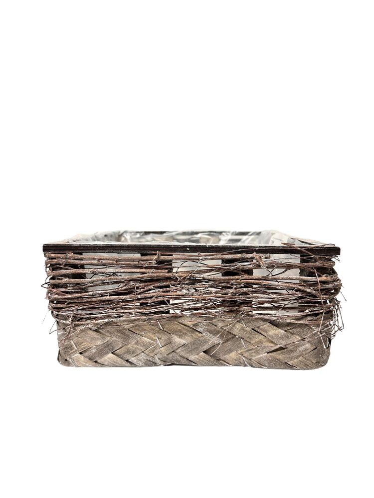 4 inch gray square wood planter