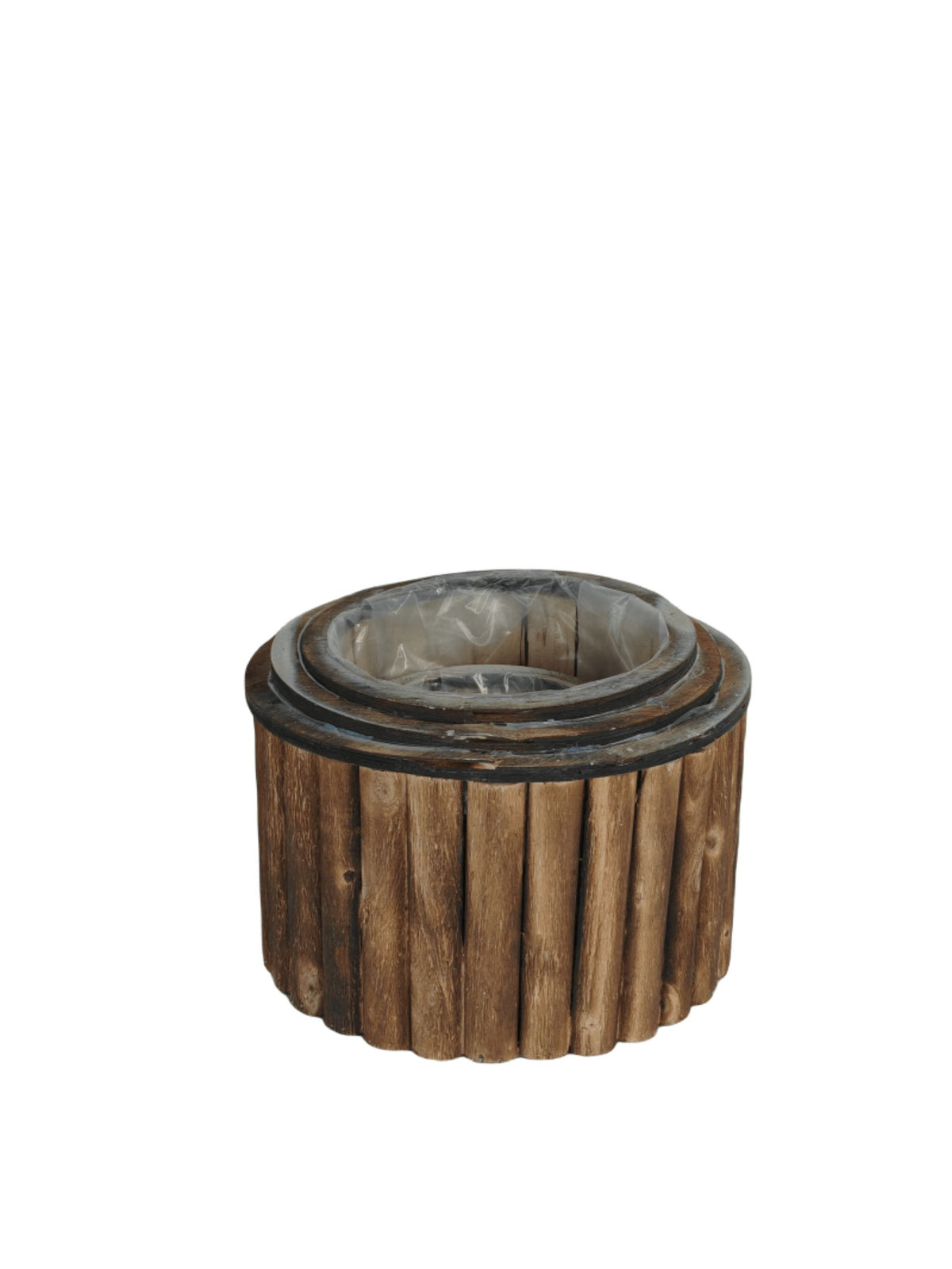 3-piece round wooden box set