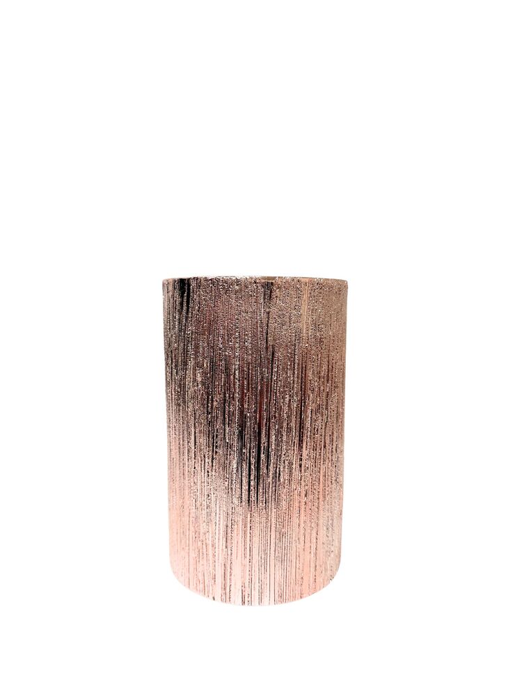 8 inch rose gold cylinder etched ceramic vase
