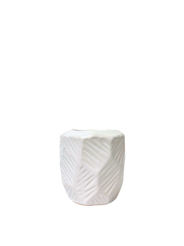 3 inch white hexagon ceramic vase