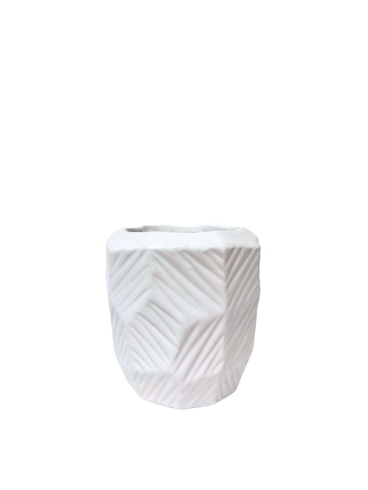 5 inch white hexagon ceramic vase