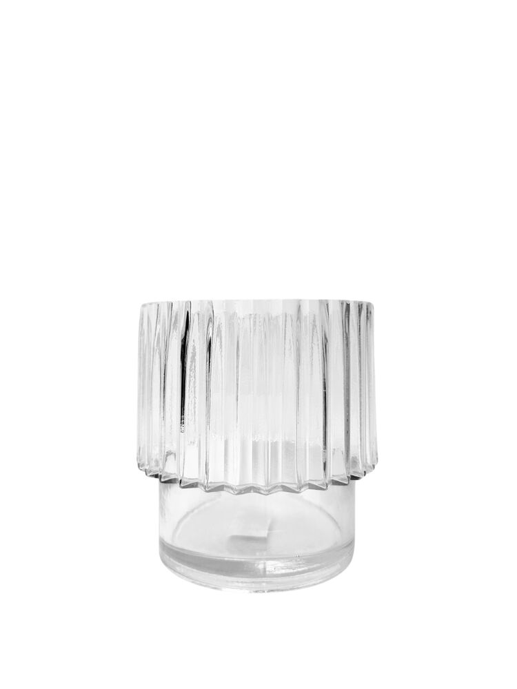 6 inch clear cylinder ribbed glass vase