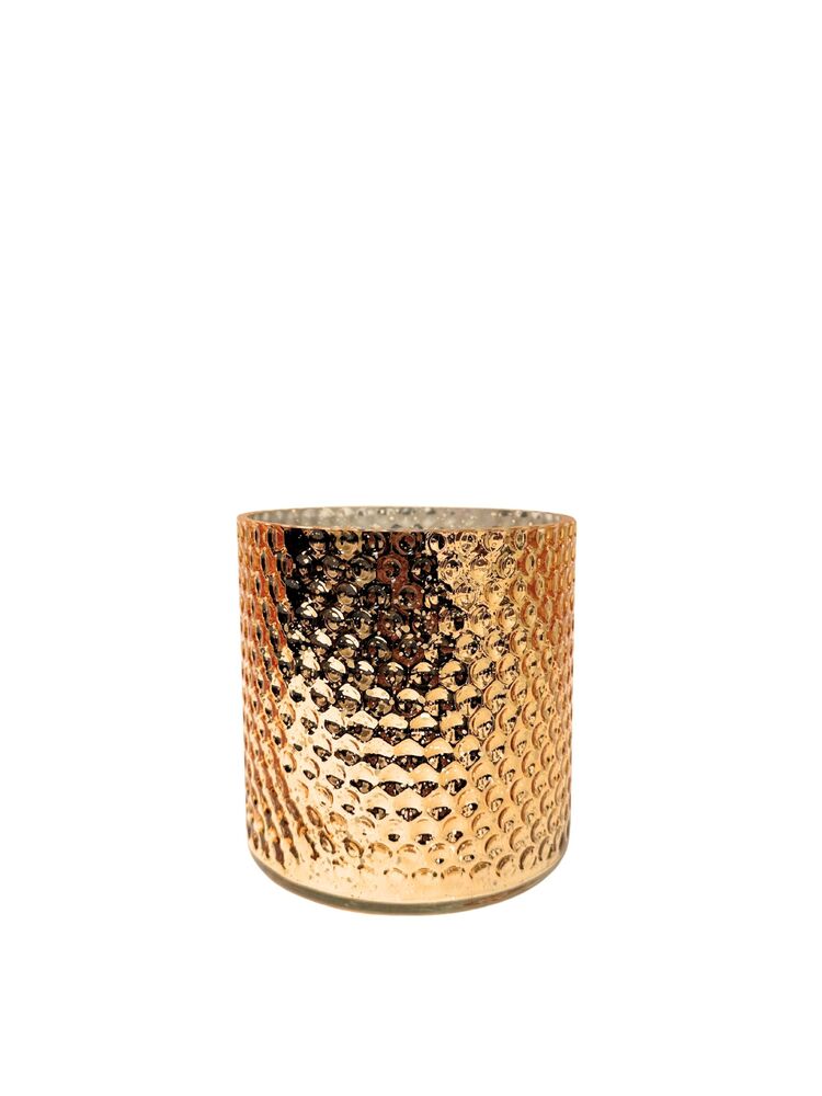 6 inch gold mercury cylinder dimpled glass vase