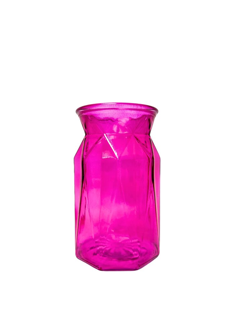 7 inch pink pressed ginger glass vase