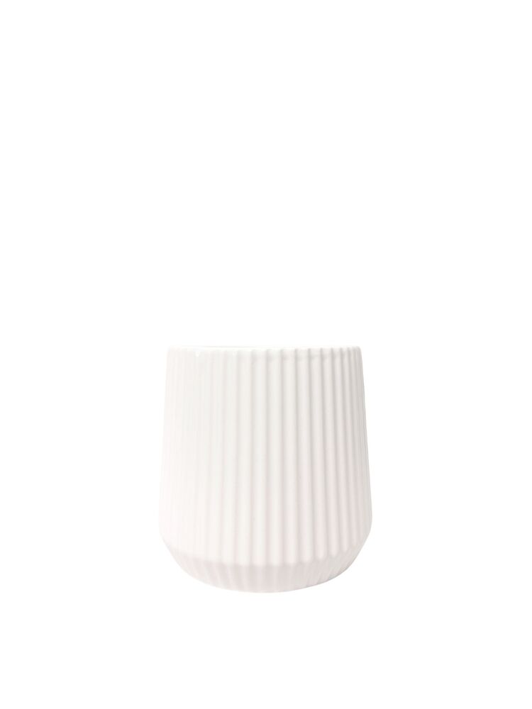 5 Inch White Round Ceramic Vase 4"W x 5"H
