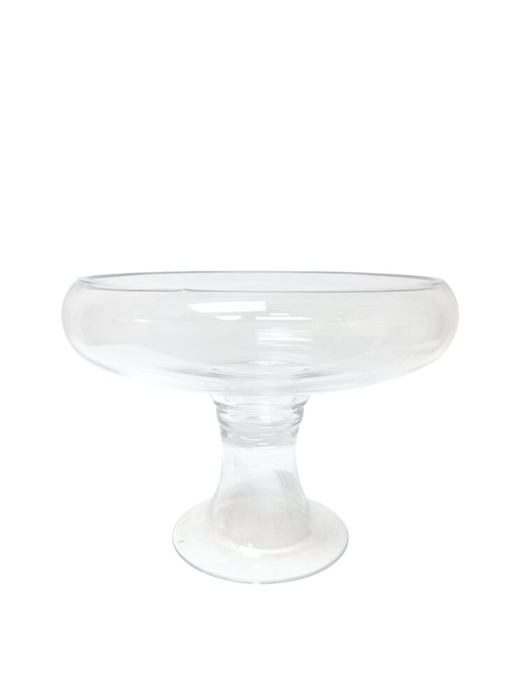 8 inch clear bowl pedestal glass vase