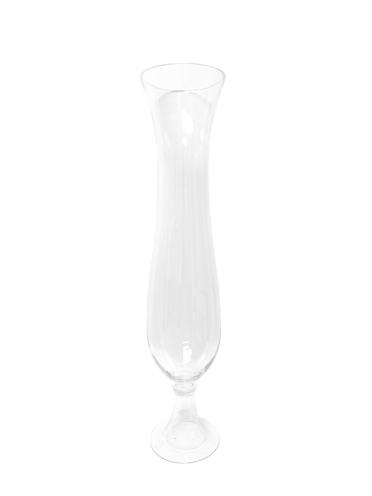 33 inch clear belly pedestal glass vase