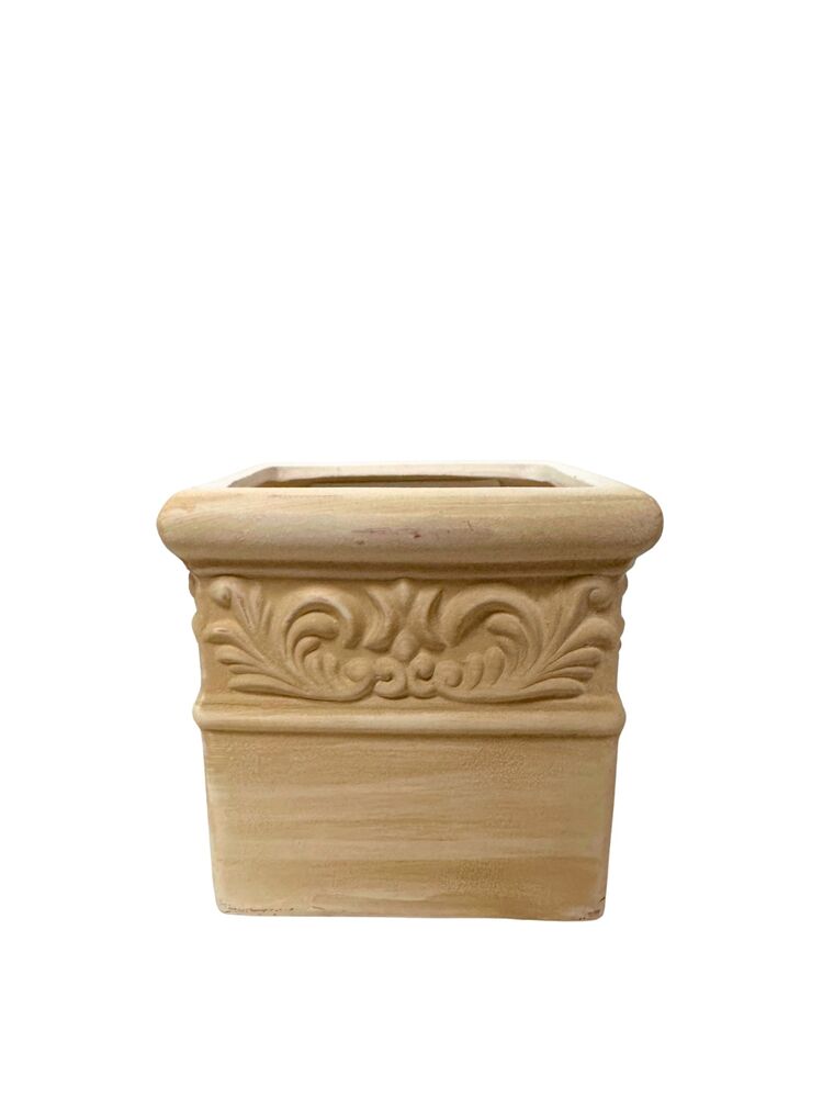 4.75 inch beige square ceramic vase