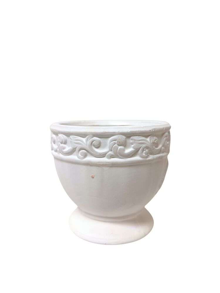 4.75 inch white round ceramic vase
