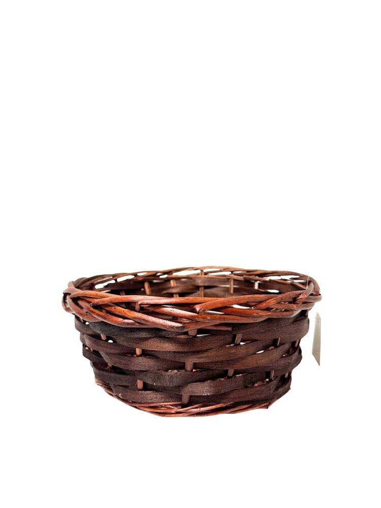 6 inch brown round basket no handle