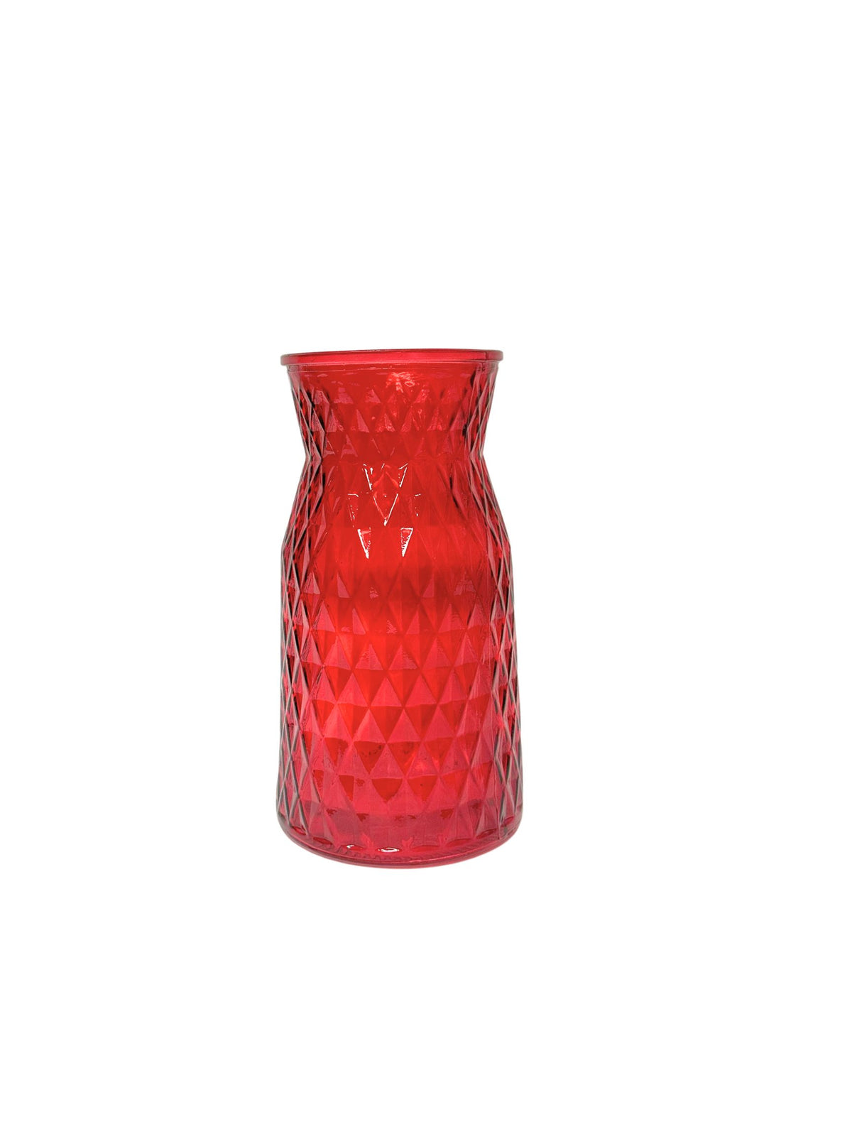 10 Inch Red Diamond Belly Glass Vase 5.25"W x 10"H