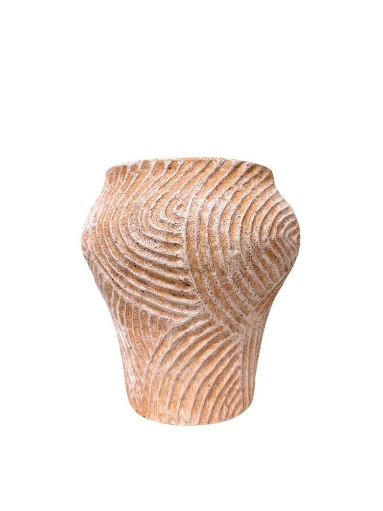 7 Inch Beige Belly Cement Planter 4.75"W x 7"H