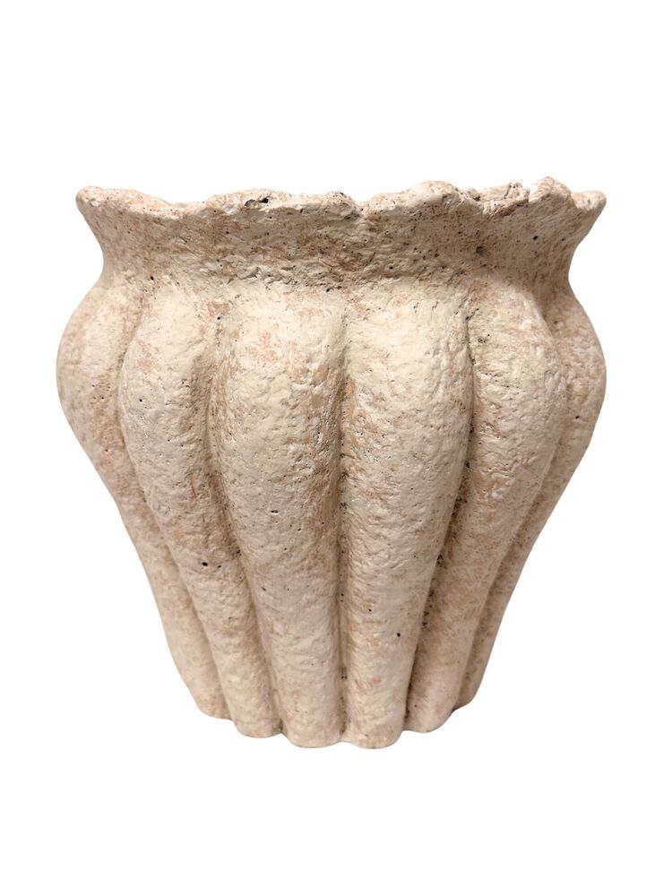 8 Inch Beige Belly Cement Planter 8"W x 8"H