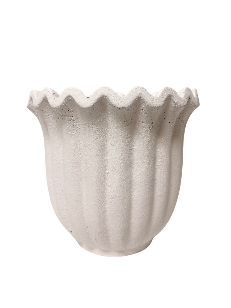 6 Inch Beige Belly Cement Planter 6.5"W x 6"H