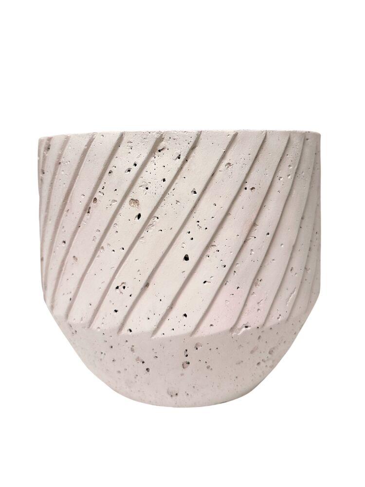 6.25 Inch Beige Bowl Cement Planter 7"W x 6.25"H
