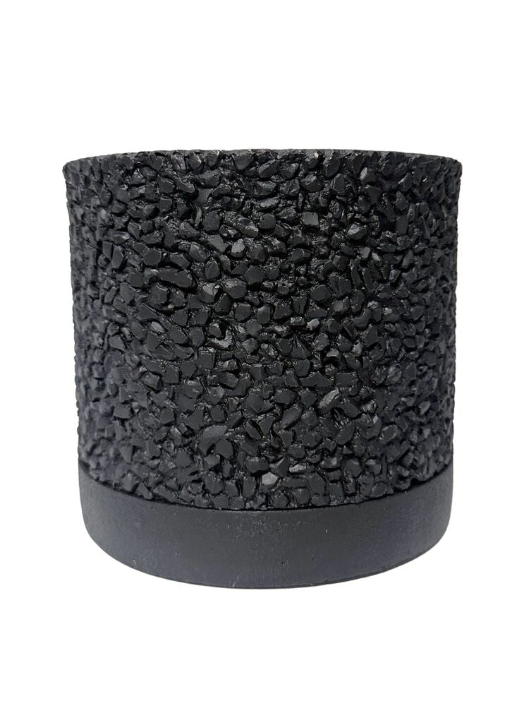 6.25 Inch Black Cylinder Cement Planter 6.75"W x 6.25"H