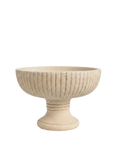 10 inch white fluted pedestal bowl cement planter