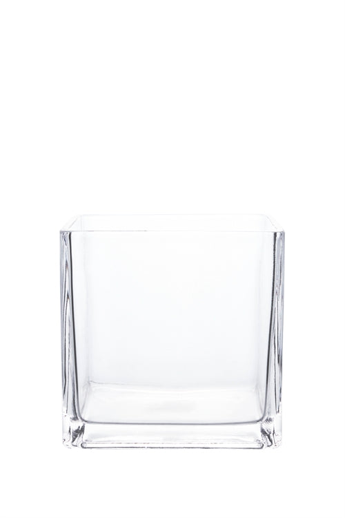 6 inch clear cube glass vase