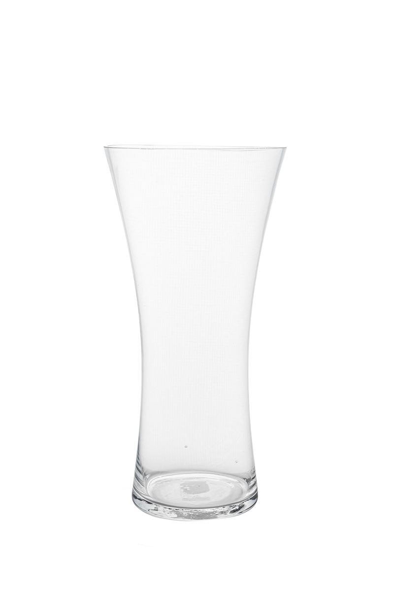 12 inch clear hourglass glass vase