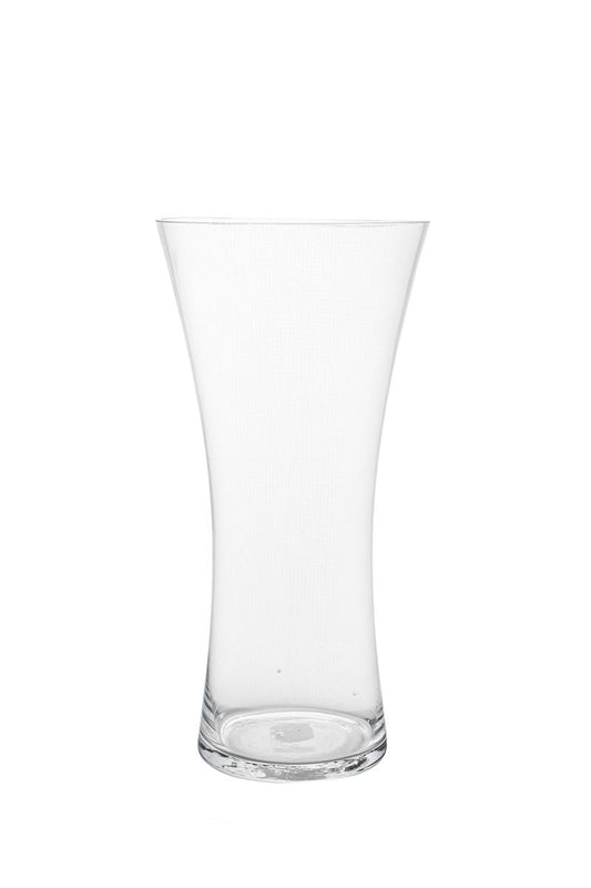 12 inch clear hourglass glass vase